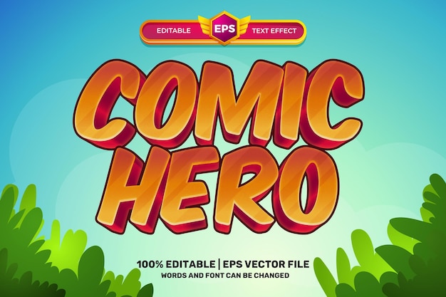 Comic Hero Cartoon Game Tittle Edytowalny Tekst 3d Styl Efektu