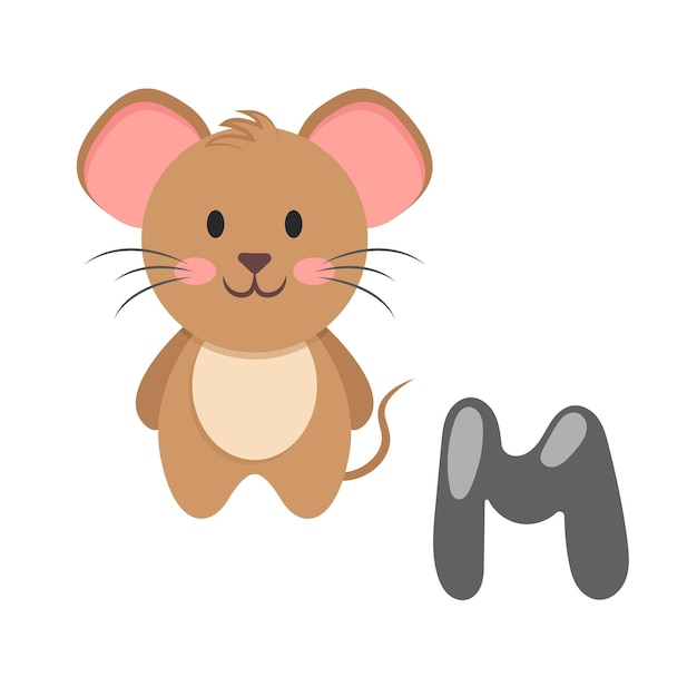 Concept Alphabet M Mouse To Jest Płaska Wektorowa Ilustracja Kreskówka Z Literą M