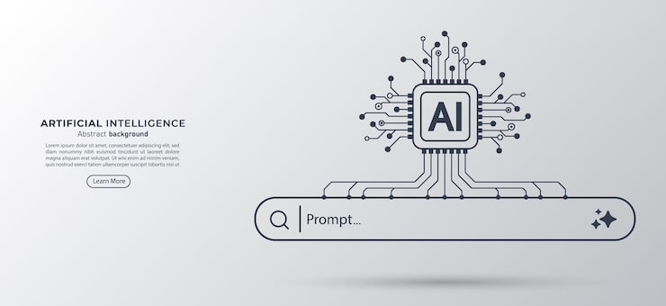 Wektor concept of ai generate a prompt ai chip with circuit and generative bar artificial intelligence technology for digital content and automated data transformation vector