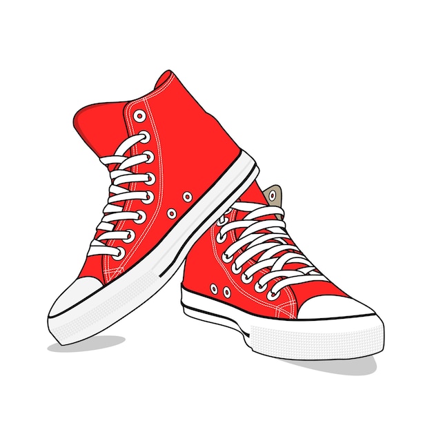 Converse Buty Czerwone Wysokość Grafika Wektorowa I Ilustracje