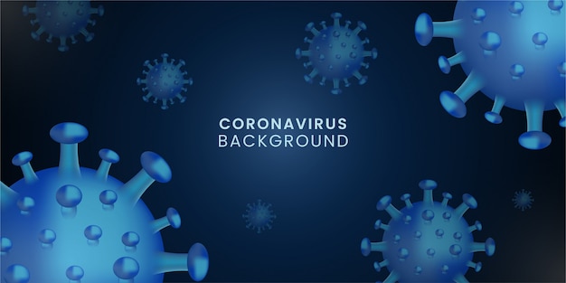 Coronavirus 3d na niebieskim tle. bakterie alergiczne, medyczna opieka zdrowotna.