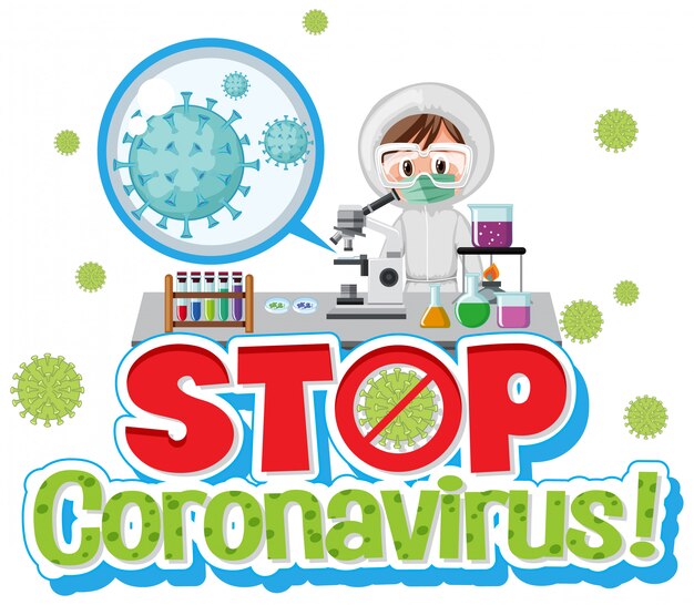 Coronavirus Cartoon Design With Doctor Working In Lab