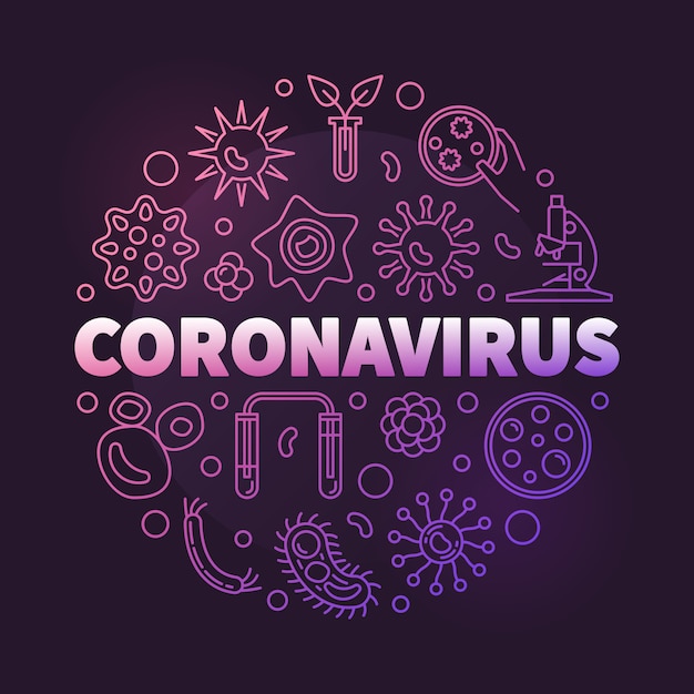 Coronavirus Koncepcja Liniowy Okrągły Ilustracja