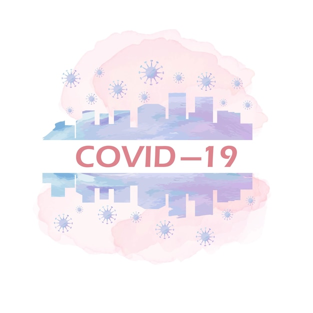 Coronavirus Koncepcja Typografii Projekt, Zatrzymać Wirusa Covid19, Zostać W Domu, Akwarela Malowane Koronawirusa, Ilustracji Wektorowych.