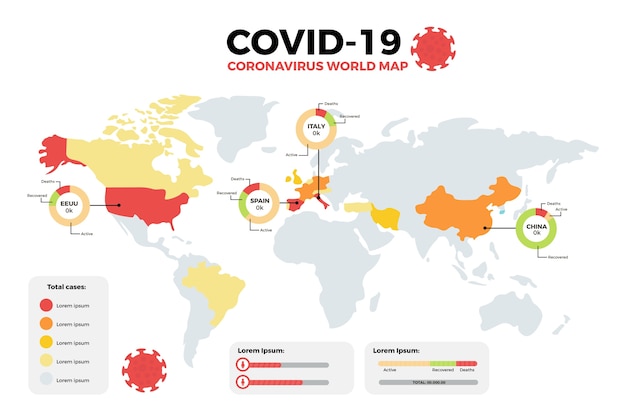 Coronavirus mapa ilustracja koncepcja
