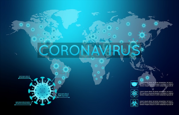 Plik wektorowy coronavirus streszczenie tło z mapy świata