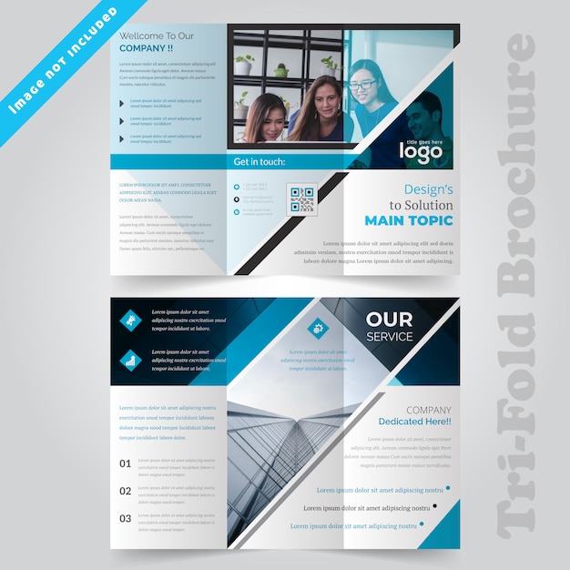 Plik wektorowy corporate blue trifold brochure