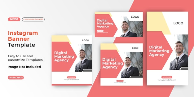 Plik wektorowy corporate instagram social media post banner pack