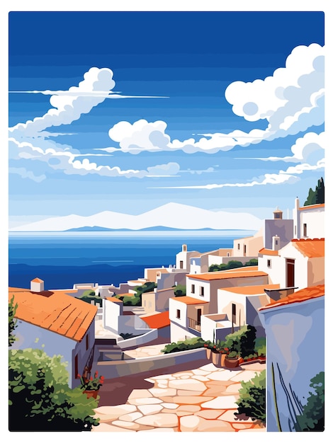 Plik wektorowy costa de la luz hiszpania vintage travel poster souvenir postcard portret malarstwo ilustracja wpa