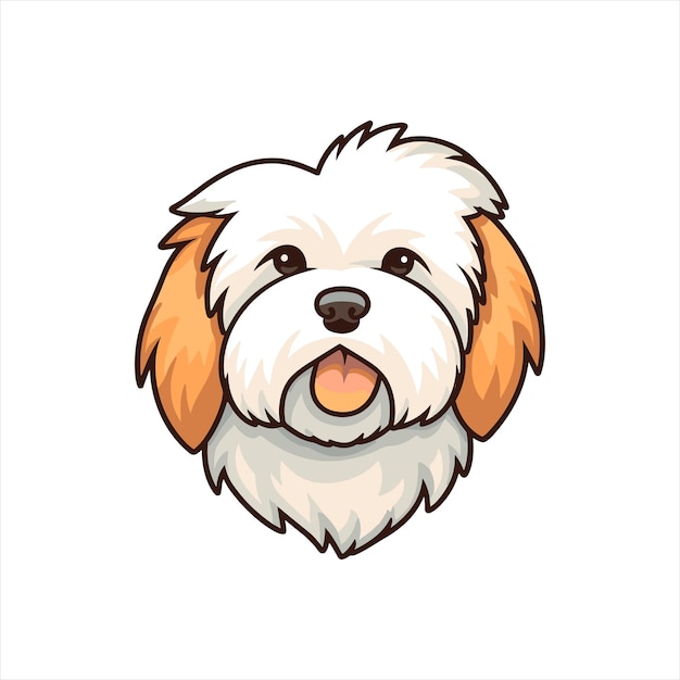 Coton De Tulear Rasa Psów Słodka Kreskówka Kawaii Postać Zwierzę Zwierzę Izolowana Ilustracja Naklejki