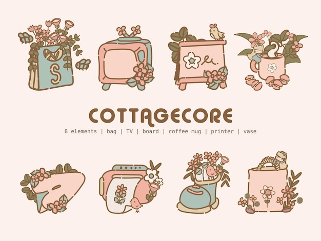 Cottagecore Skandynawski Element Estetyczny Pastelowy Kolor Ilustracja