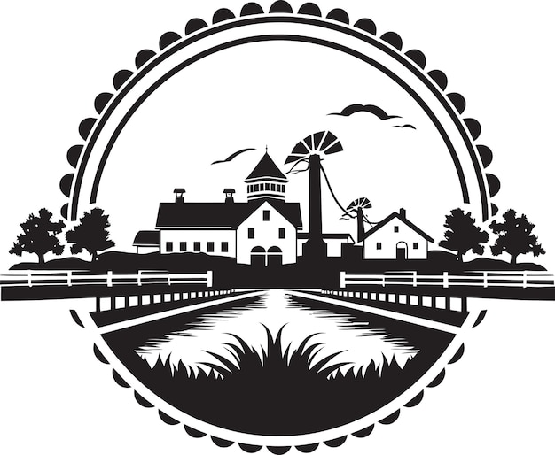 Plik wektorowy countryside oasis agricultural farmhouse icon homestead heritage czarne logo wektorowe dla rolnictwa