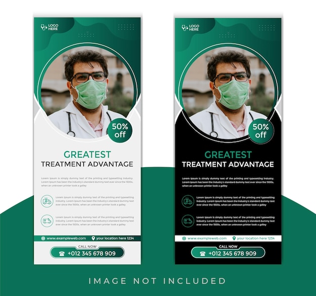 Covid 19 Emergency Health Care Medical Hospital Clinic Roll Up Banner Vector Template