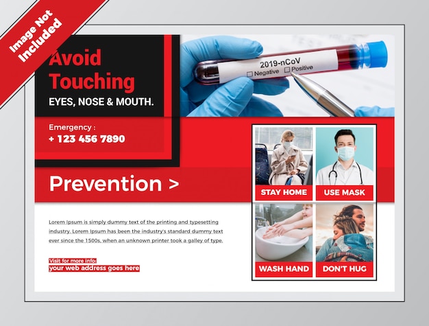 Covid Health Red Horizontal Flyer For Coronavirus