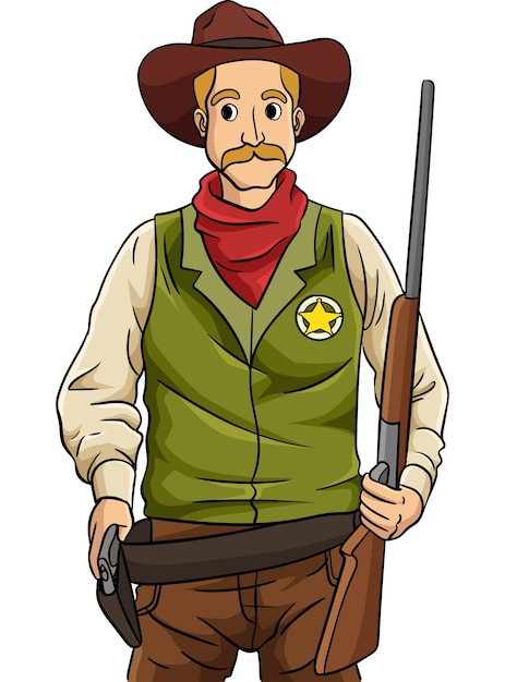 Plik wektorowy cowboy sheriff kreskówkowy kolorowy klip