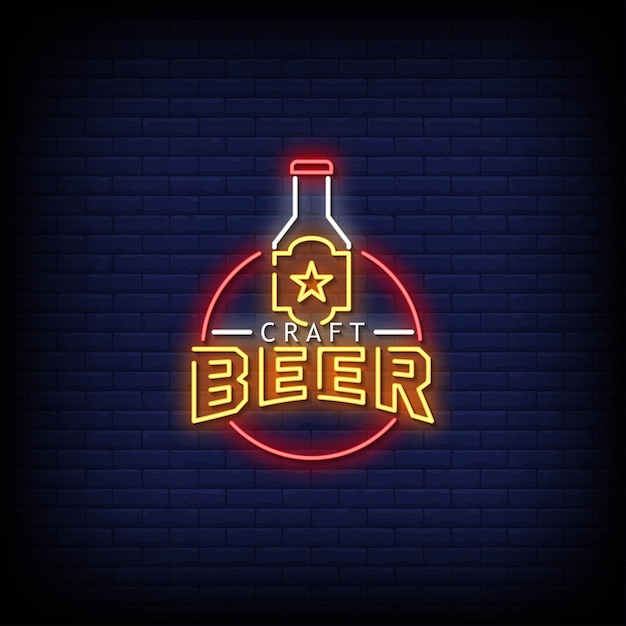 Plik wektorowy craft beer logo neon signs style text