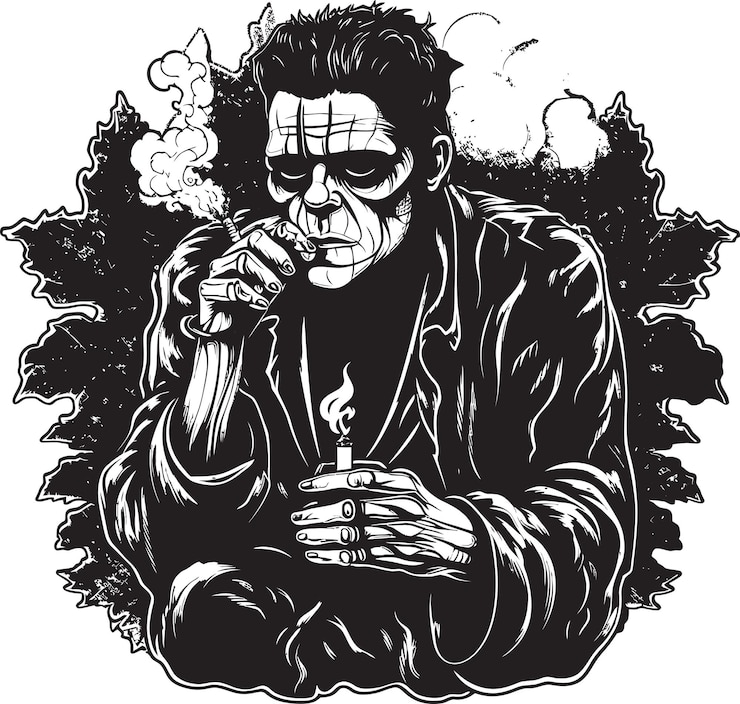 Wektor crafted in greenery frenkesteins cannabis vector icon podnieś swoją markę na wysokość frenkestein smoking craft