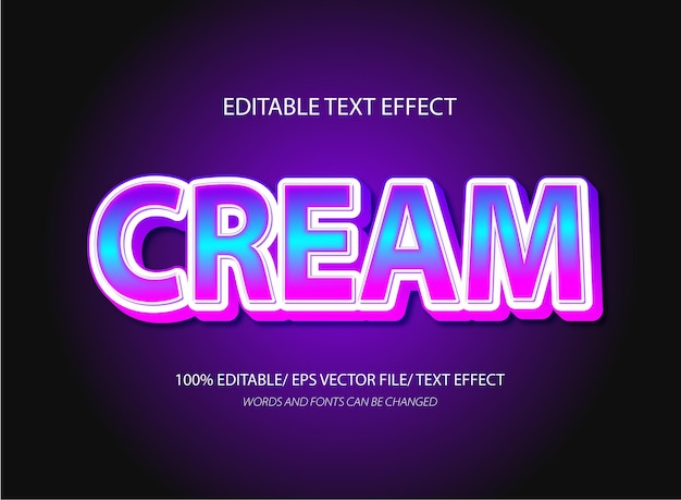 Cream 3d edytowalny szablon efektu tekstu