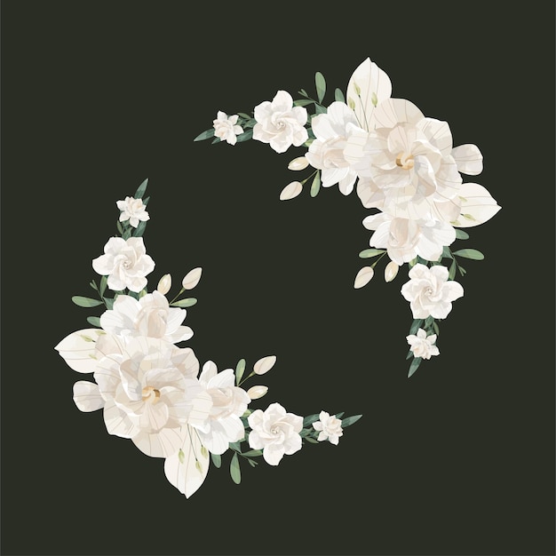 Cream Gardenia Wreath Kwiatowa ramka tło