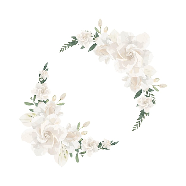 Cream Gardenia Wreath Kwiatowa ramka tło