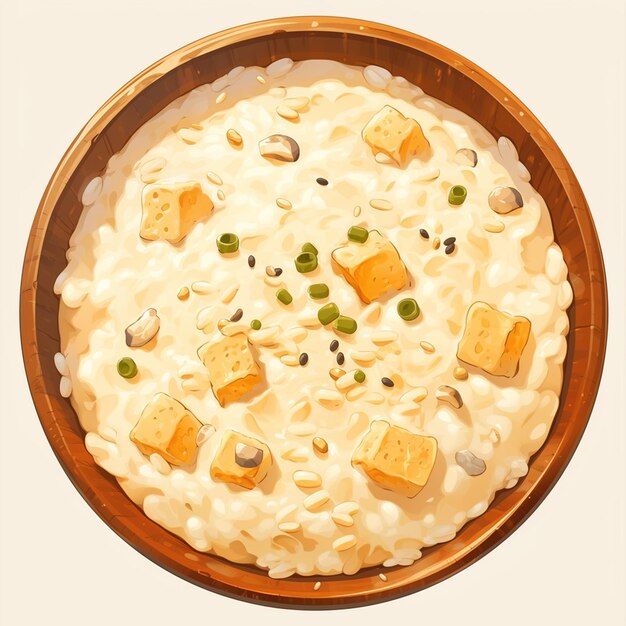 Plik wektorowy creamy rice pudding dessert w stylu kreskówki