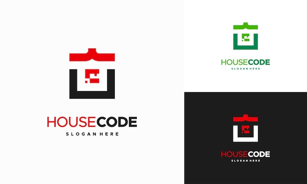 Creative Code House Logo Projektuje Wektor Koncepcyjny, Szablon Logo Programming House