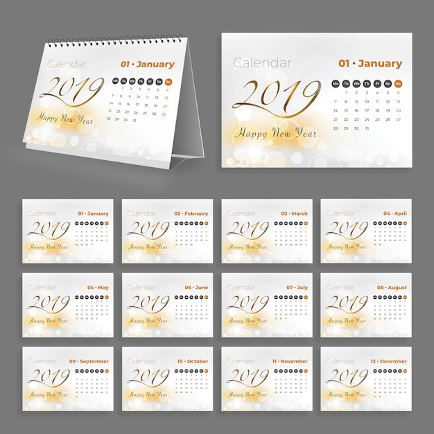 Plik wektorowy creative desk calendar 2019