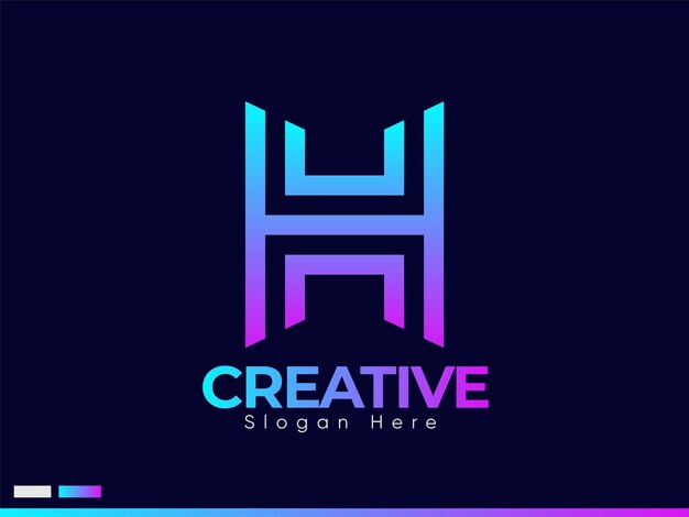 Plik wektorowy creative digital company litera h logo design, unikalny design z kolorem gradientu, wektor premium.