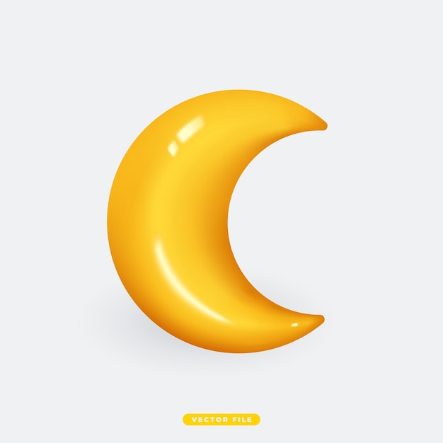 Crescent Moon 3D Realistyczna ikona pogody Ilustracja na białym tle wektor Realistyczny projekt ikony 3D dla aplikacji mobilnej i strony internetowej