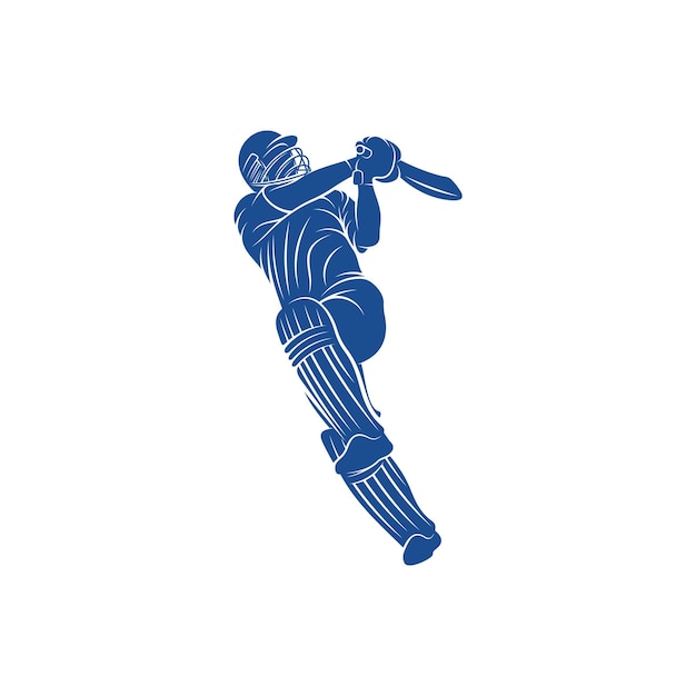 Cricket Player Logo Projekt Wektor Ikona Symbol Szablon Ilustracja