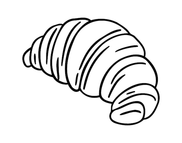 Croissant doodle ręcznie narysowana ikona rysunek zarysowy croissant francuska linia śniadania symbol klipart