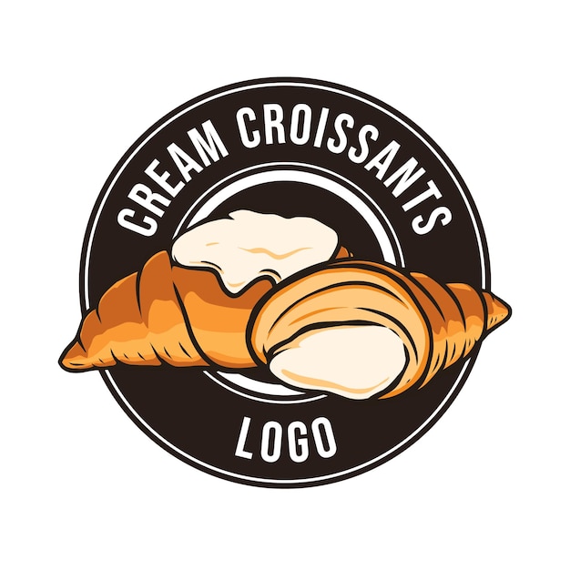 Plik wektorowy croissant z szablonem logo menu kremowego