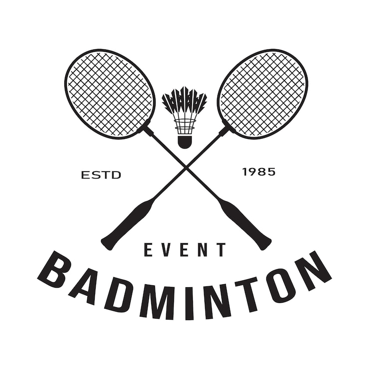 Wektor crossed badminton racket design z shuttlecock w górnym środku prosty projekt dla sportu badmintona