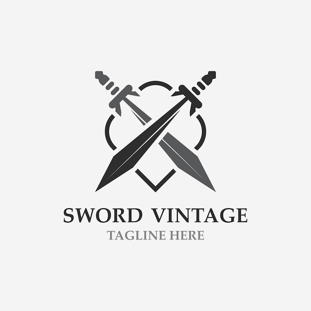 Crossing Sword ilustracja projektu logo vintage element miecza może służyć jako ikona logotypu szablon koncepcji herbu