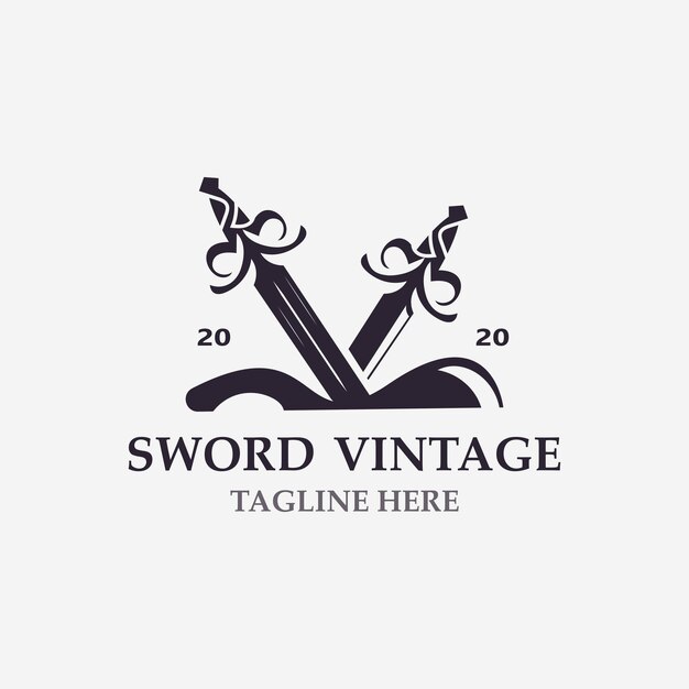 Crossing Sword Ilustracja Projektu Logo Vintage Element Miecza Może Służyć Jako Ikona Logotypu Szablon Koncepcji Herbu
