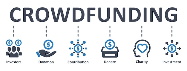 Crowdfunding Infografika Projekt Szablonu Z Ikonami Wektor Ilustracja Koncepcja Finansowania Społecznościowego