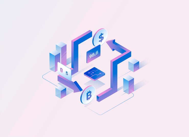 Crypto konwersji izometryczny wektor gradientu ilustracji