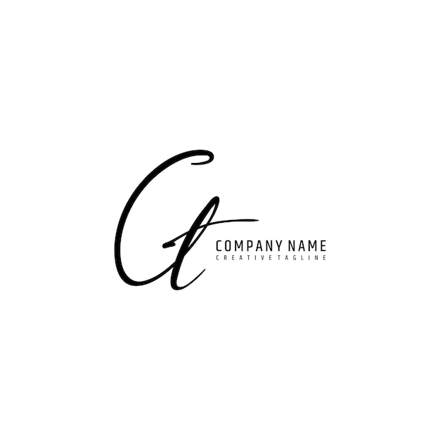CT CT logo pisma odręcznego pierwszego podpisu