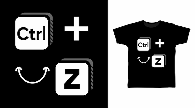 Ctrl Z Uśmiech Symbol Typografii Wzory Koszulek