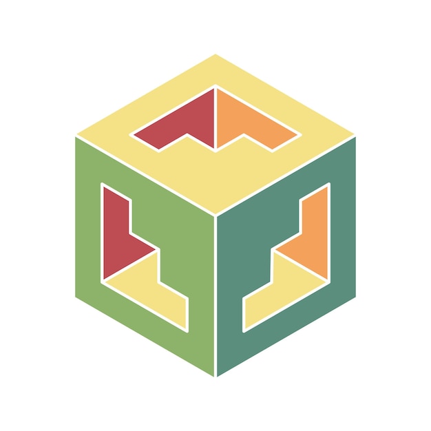 Cube logo geometryczny projekt wektorowy Box logo firmy modny emblemat techno w stylu izometrycznym 3D