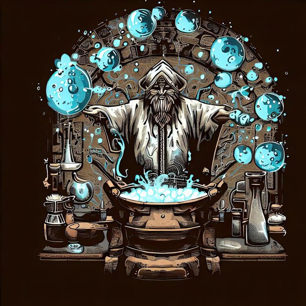 Plik wektorowy cuda transformacji t-shirt podróż do królestwa alchemika