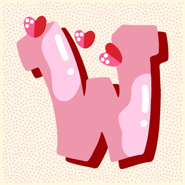 Plik wektorowy cukierkowy różowy błyszczący projekt czcionki pastelowy różowy i papierowy wystrój serca litery abc słodycze dla dziewczyn litera w