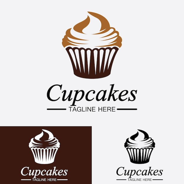 Cupcake Logo Szablon Wektor Ikona Babeczki Piekarnia