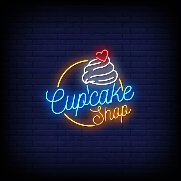 Cupcake Shop Neon Signs Styl Tekst.