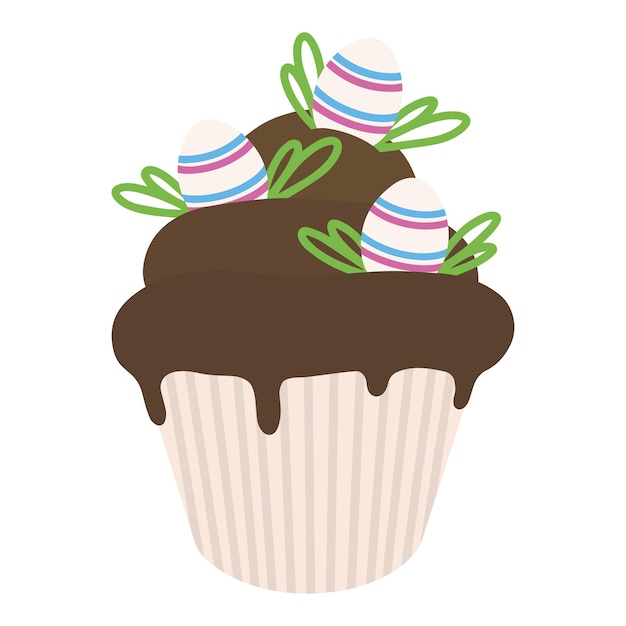 Cupcake Wielkanocny Ozdobiony Jajami Ilustracja Cupcake Czekolady Wielkanocnej