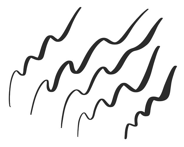 Curve Black Abstract Brush Strokes Set (Zestaw krzywych czarnych abstrakcyjnych pociągów szczotki)