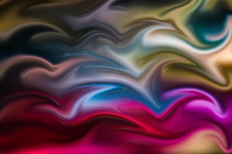 Wektor curve dynamic fluid liquid błyszcząca tekstura tkaniny opalizujący holograficzny kolor tła