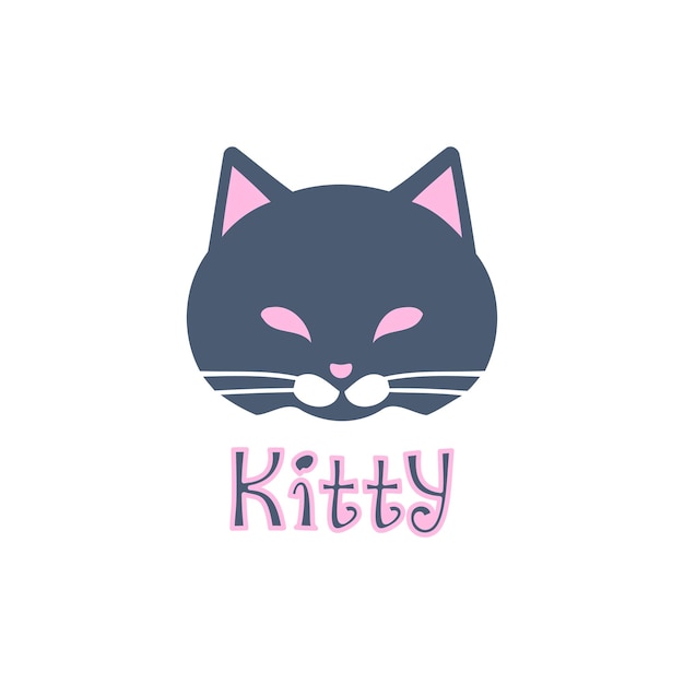 Cute Adorable Kitten Head Logo Template Cute Kitten Sticker Isolated Cat Head Logo Icon Mascot