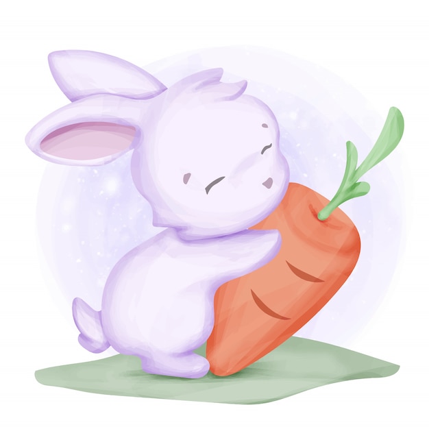 Cute Animal Rabbit Love Carrot