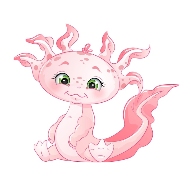 Plik wektorowy cute baby axolotl ilustracji wektorowych kreskówka dziecko zwierząt